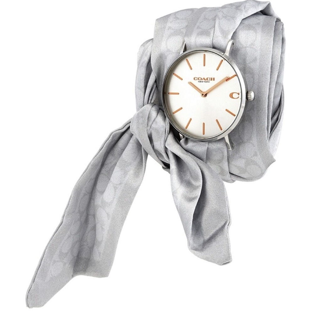 Coach- Perry Quartz Silver Dial Satin
Scarf Watch
